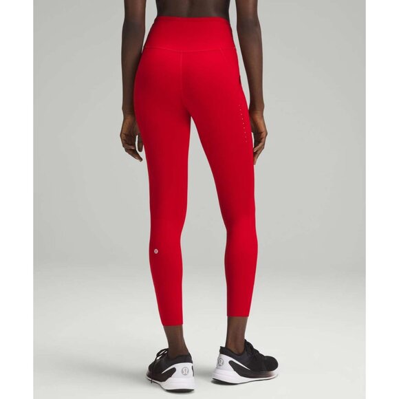 Lululemon Fast & Free High Rise Tights With Pockets 25" Inseam Dark Red Size 12 - Picture 3 of 3